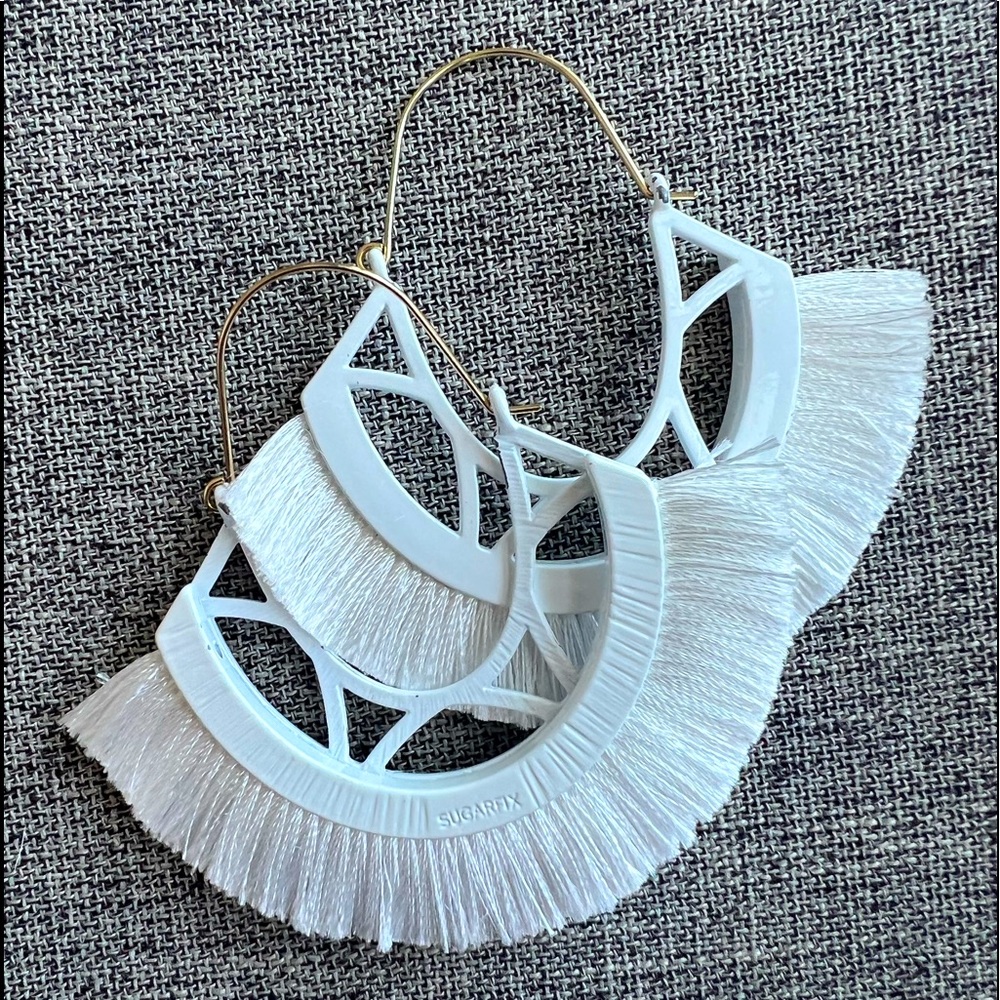 Sugarfix by Bauble Bar - White Fringe Drop Earrings.